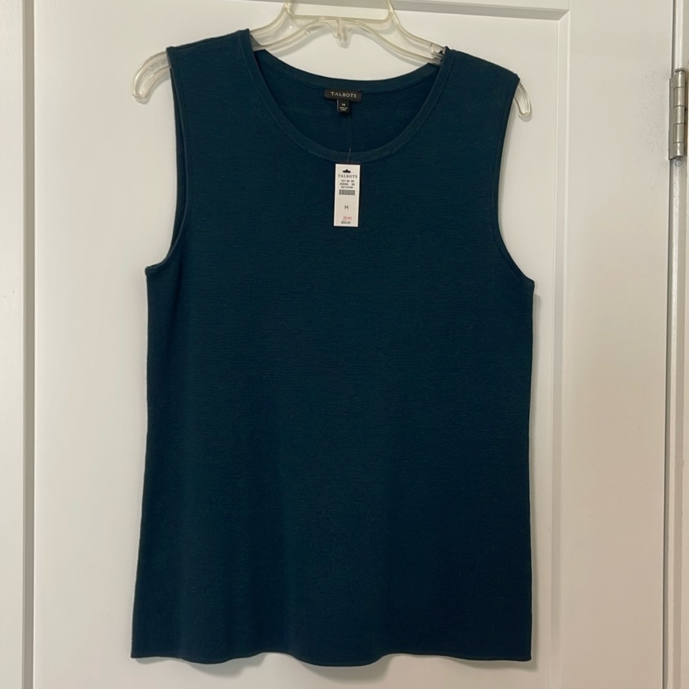 Talbots Sleeveless Sweater Dark Green NWT